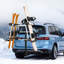 Hitch Mounted Ski & Snowboard Rack, Fits 2-Inch Receiver, Carries up to 6 Pairs of Skis or 4 Snowboards, Hitch-Mounted Rack for Car with Key Lock, Security Strap, Tilt Access, Rubber Padding