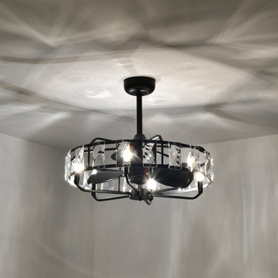 Yaiza 27 Inch Glam Crystal Lighted Ceiling Fan With Remote