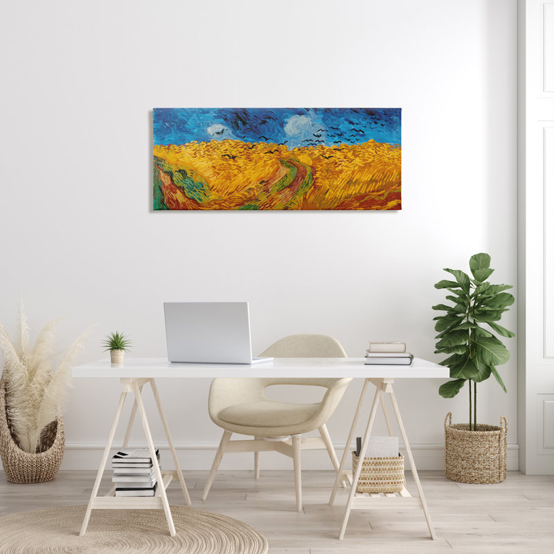 «Wheat Field with Crows» par Vincent Van Gogh, reproduction d'art graphique classique, H 20 po x l 48 po