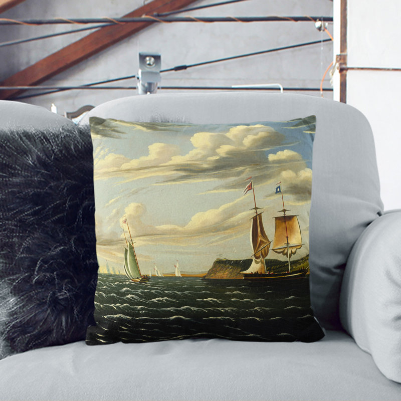 Staten Island And The Narrows Square Throw Cushion, Black, 55cm H x 55cm W x 20cm D