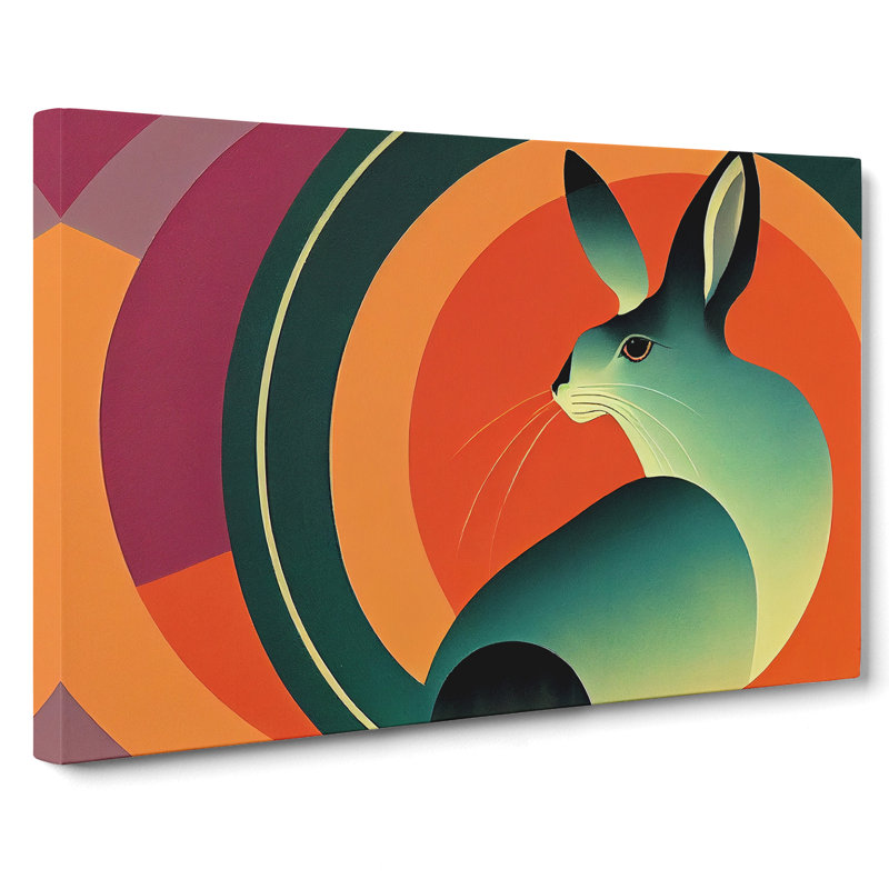 Hare Art Deco Style Abstract - Wrapped Canvas Print, 40cm H x 60cm W x 3cm D
