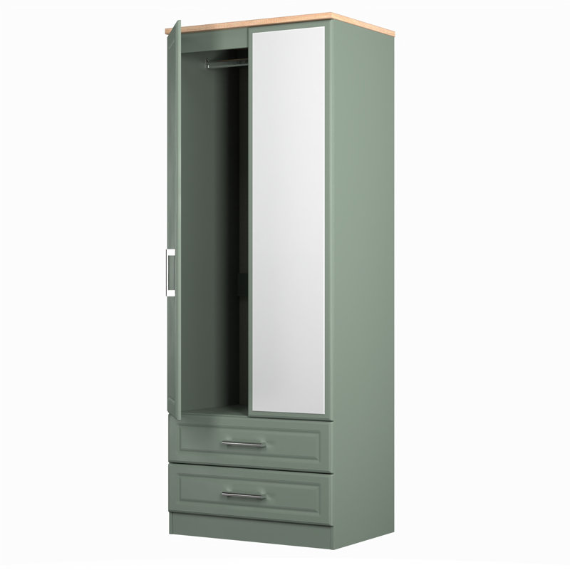 Aalysia Manufactured Wood Wardrobe, Reed Green/Bardolino Oak