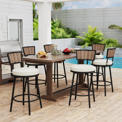 Swivel Outdoor Bar&Counter Stool with Cushion(Set of 6) by 17 Stories