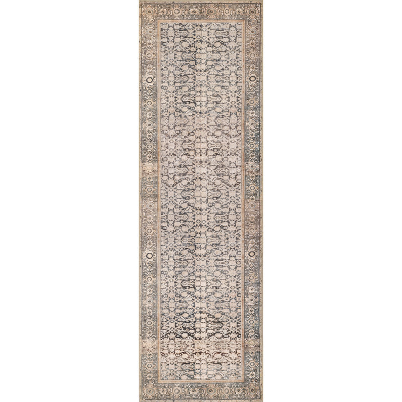 Tapis gris campagnard en polyester Bungalow Bungalow, Tapis de couloir 2 pi 3 po x 7 pi 6 po