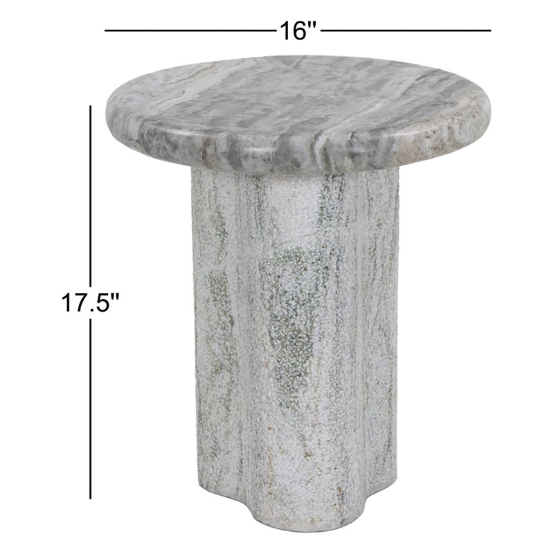 Waylie Small Marble End Table-River Grey Marble