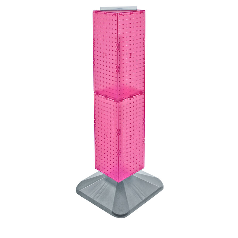 Four-Sided Pegboard Floor Display on Revolving Base. Spinner Rack Tower. Panel Size: 8"W x 40"H