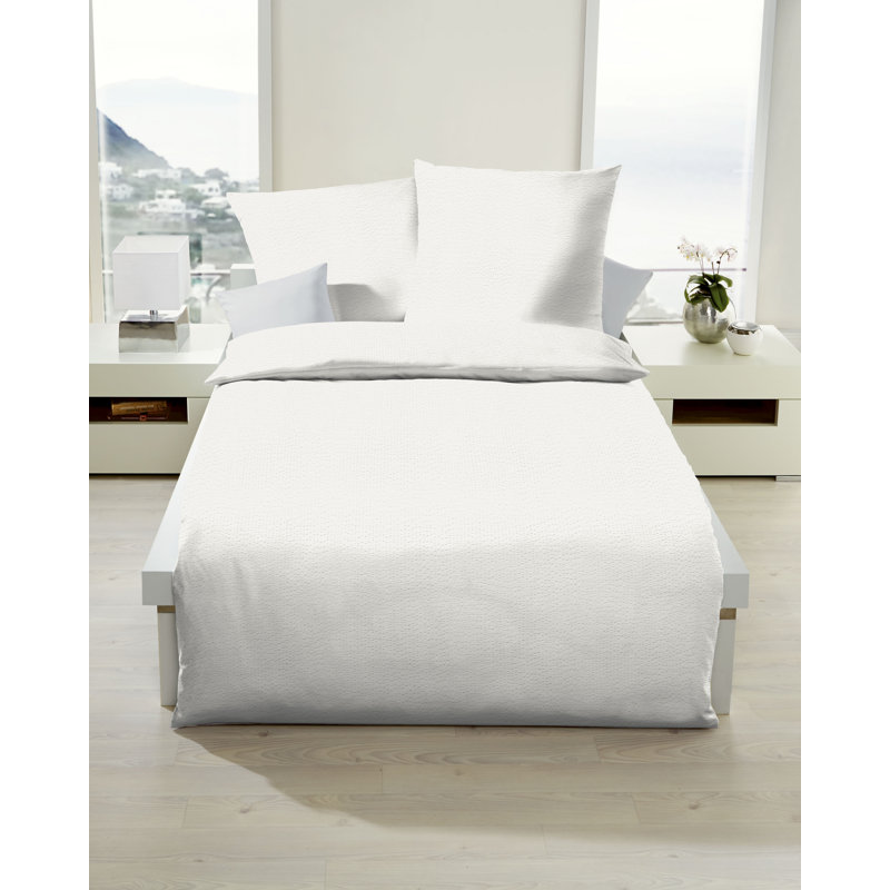 Seersucker Duvet Cover Set, 155 x 220 cm - 1 Pillowcase (80 x 80 cm), Silver