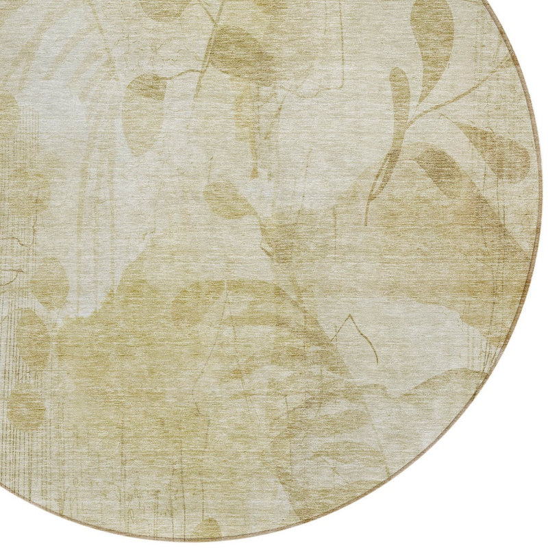 Tapis d'intérieur rond lavable beige et ivoire 8 pi