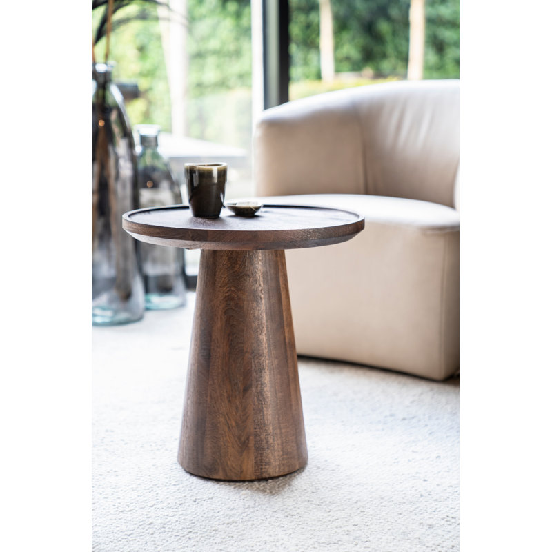 Ron Solid Wood Tray Top End Table, Brown