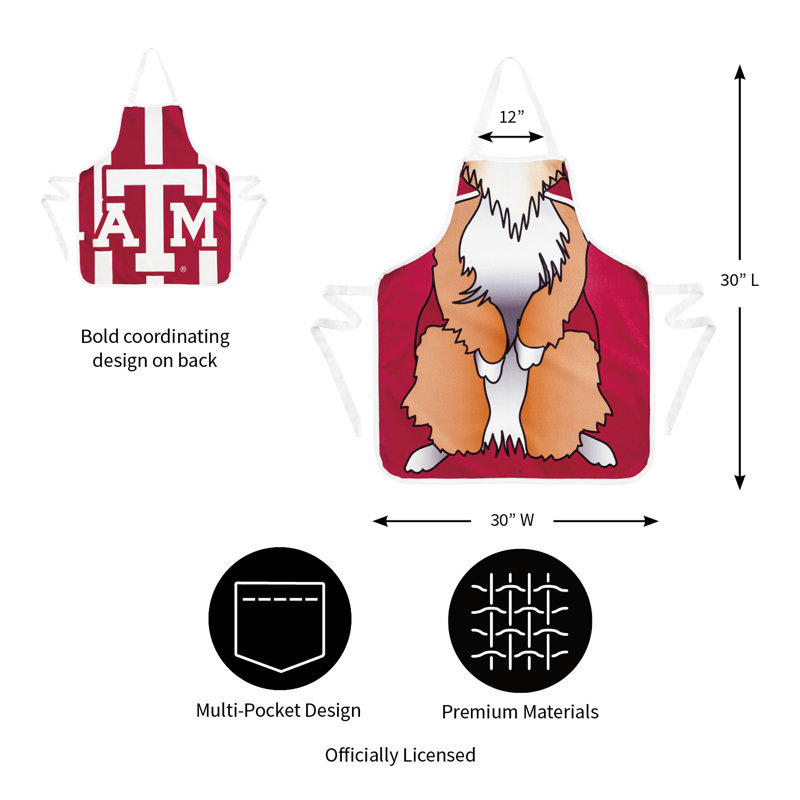 No Pattern Bib Apron, Texas A&M