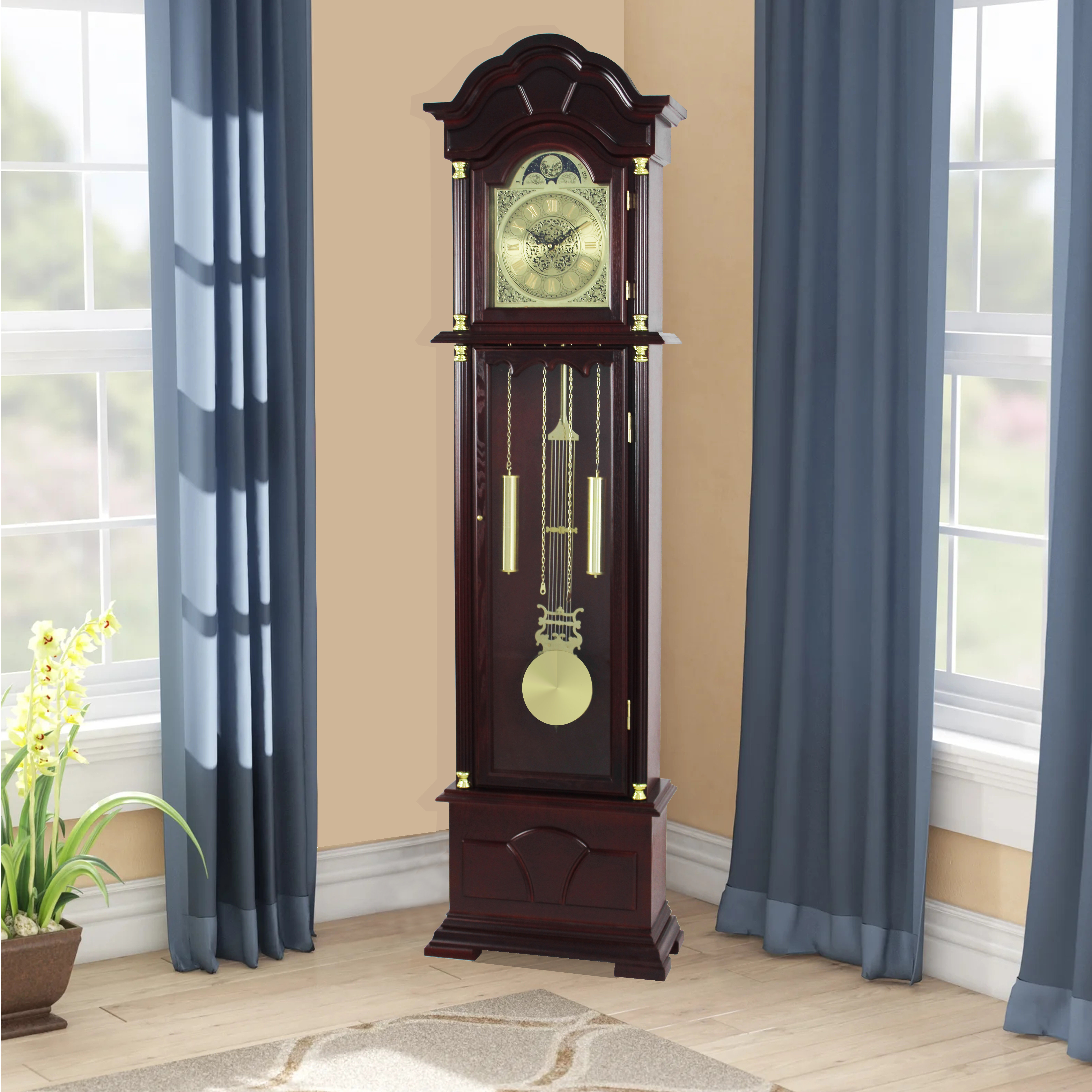 71.25'' H Wood Grandfather Clock