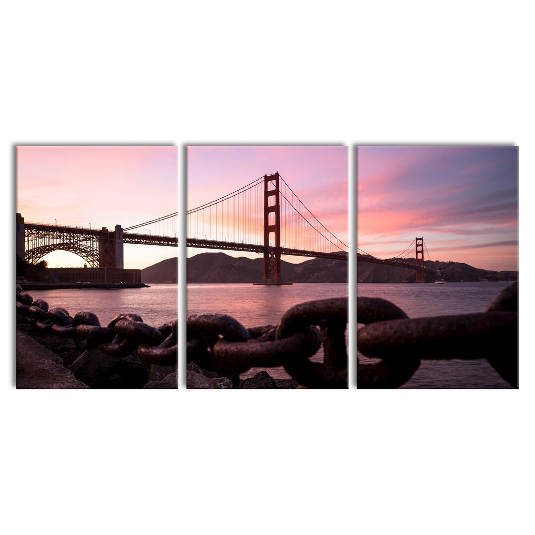 3-tlg. Leinwandbilder-Set Golden Gate Bridge