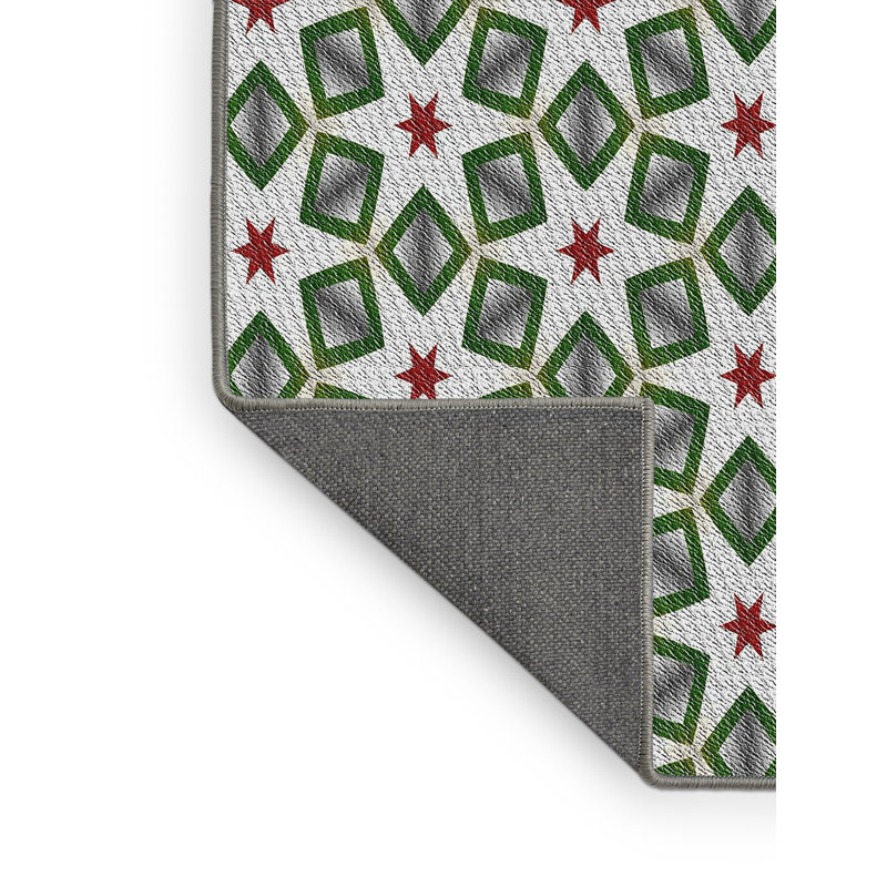 Tapis tissé à la machine vert, Rectangle 2 pi x 4 pi