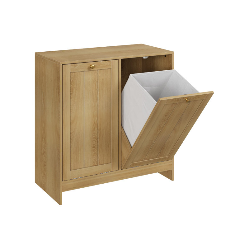 Armoire à linge basculante avec 2 paniers amovibles, rangement pour salle de bain