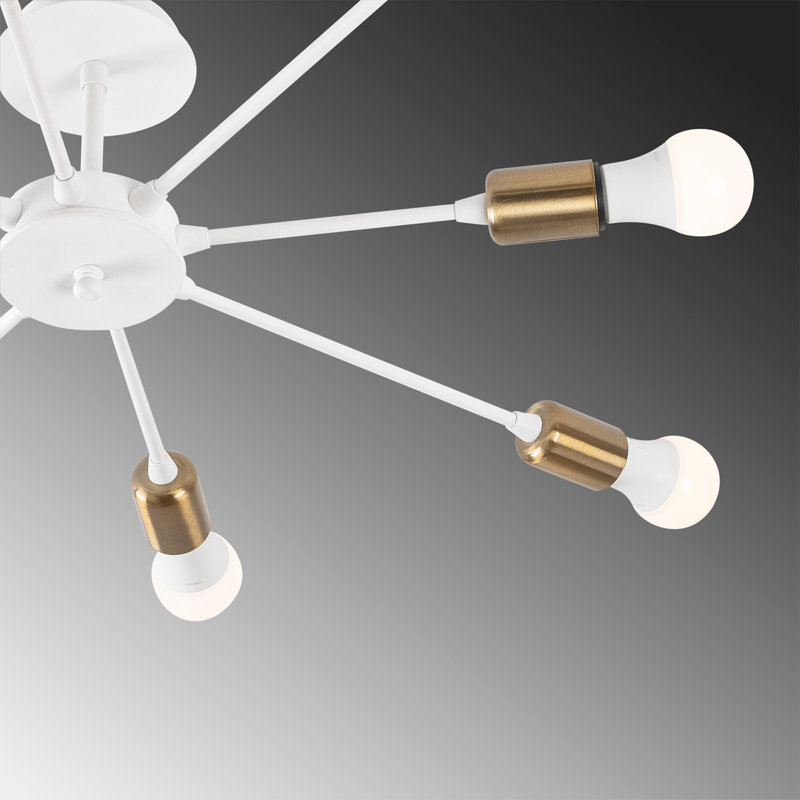 Lustre moderne, 31 x 31 x 7,5 pouces | Élégant corps en métal blanc, 8 x douilles E27 (40 W maximum) | Parfait pour le salon, la salle à manger et le vestibule, certifié IP20, design élégant et fonctionnel