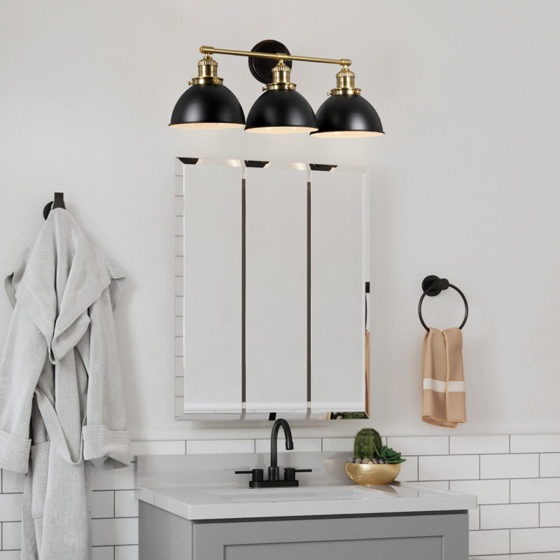 Sumler 3 - Light Dimmable Vanity Light, Matte Black/Gold