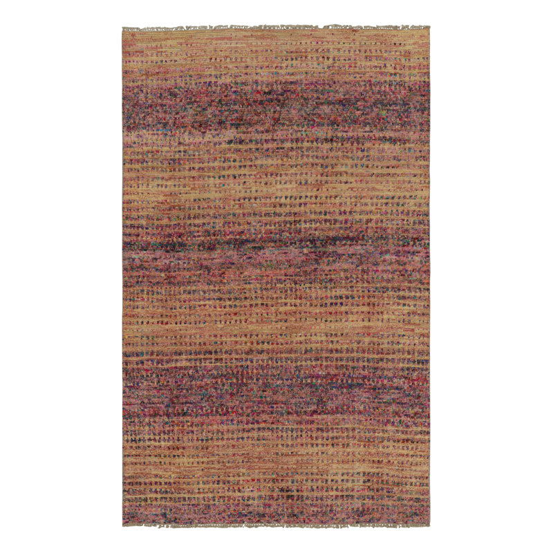 Textural Hand Knotted Geometric Area Rug, Rectangle 14' x 20'