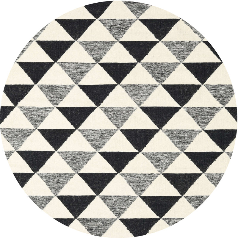 Tapis beige/gris/noir contemporain, Rond 4 pi