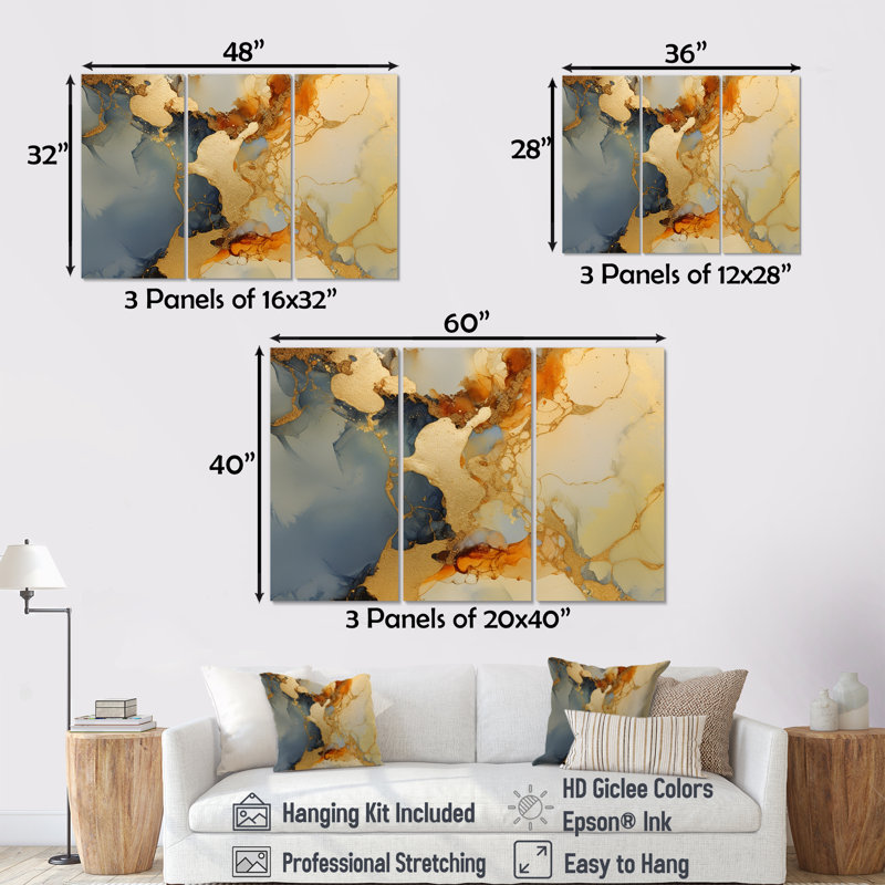 «Brown Luxury Abstract Fluid Art», ensemble d'art sur toile à l'encre liquide, Toile tendue, H 28 po x l 36 po x P 1 po