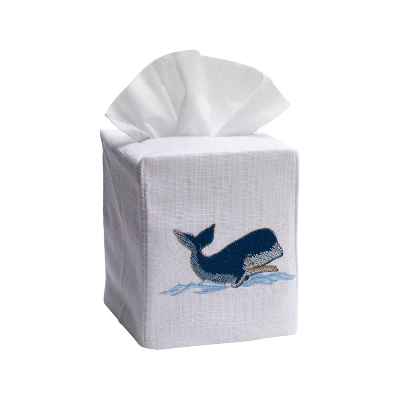 Housse pour boîte à mouchoirs Boyadjis, baleine Nantucket en lin / coton