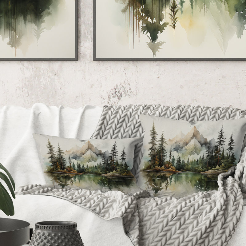 Coussin Watercolor Mountain Dreamscape - Mountains
