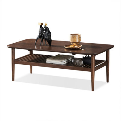 Dark walnut Solid Wood Rectangular Coffee Table