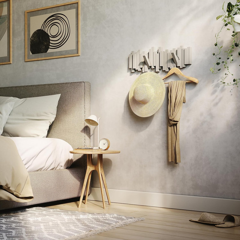 Portemanteau mural avec 5 crochets extensibles