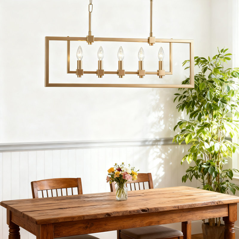 5-Light Rose Gold Kitchen Island Linear Pendant
