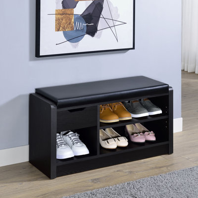 Astor Black 1-Drawer Storage Bench