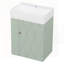 Meuble-lavabo de salle de bain avec lavabo en céramique, porte à motif de losanges, poignées dorées et tablettes de rangement latérales - petit cabinet moderne avec barre à serviettes, fabrication en panneau de fibres à densité moyenne, assemblage requis-1115108776