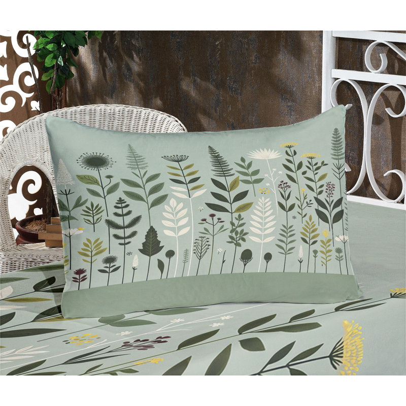 Drap-housse et taie décorative Ambesonne Art botanique scandinave vert pâle noix de coco fauve, Simple