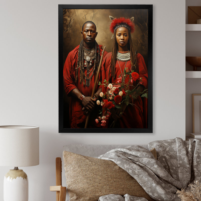 Guerriers Maasai d'Afrique II, H 20 po x l 12 po x P 1 po, Cadre simple noir
