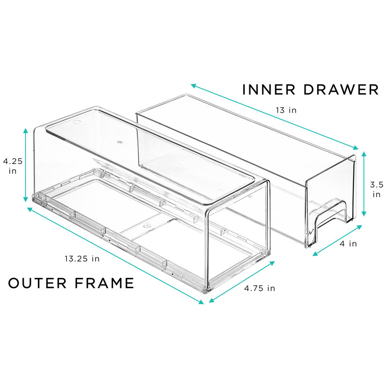 Sorbus Clear Stackable Storage Drawers – 4-Pack Plastic Organizer Bins with Handles  – Large, Medium, Small