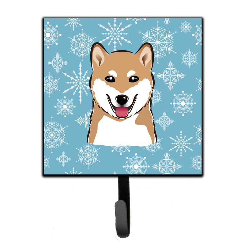 Organisateur de clés murales en flocon de neige avec crochets clés Bolick, Brun / saumon / bleu, Shiba Inu