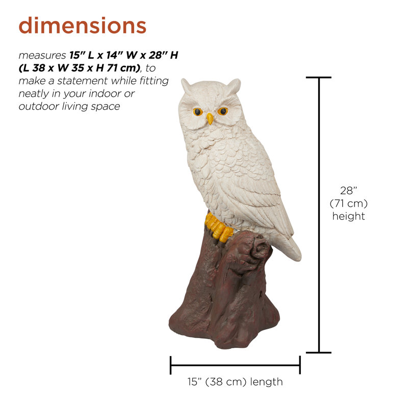 28"H Owl on Tree Trunk Garden Statue