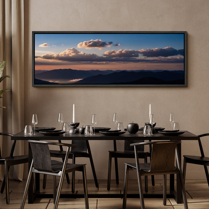 Art mural sur toile encadré "Mountain Ridges at Sunset" - Photographie de nature paisible pour espaces rustiques ou minimalistes modernes
