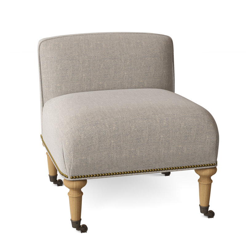 Chloe Slipper Chair, Stepping Stones Ivory, Amber, Antique Brass Small
