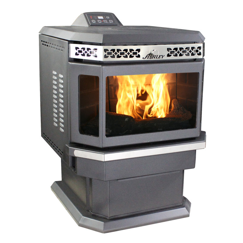Ashley Hearth Black Steel Bay Front Pellet Stove Heater