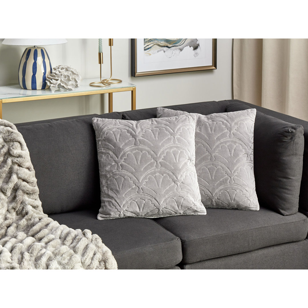 Amity Geometric Grey Square Throw Cushion With Filling