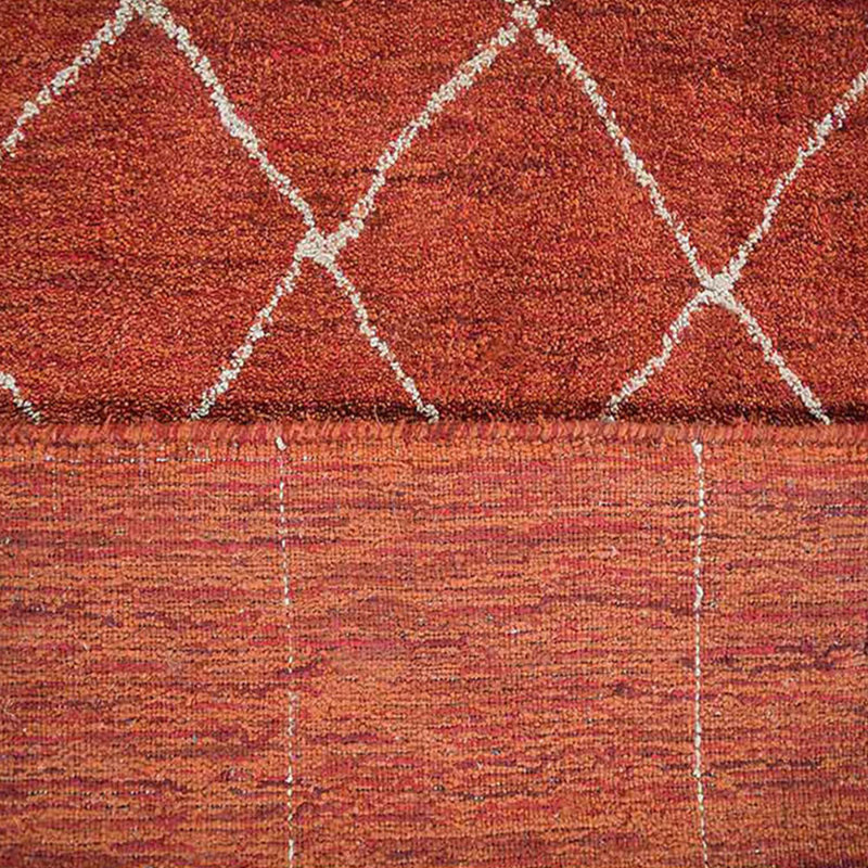 Geometric Hand-Knotted Loom Silk Rust Colour, Area Rugs, Rectangle 6' x 9'