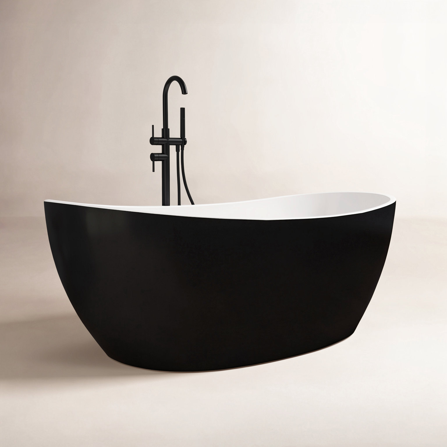 Tidal 60" Freestanding Acrylic Soaking Tub, Black
