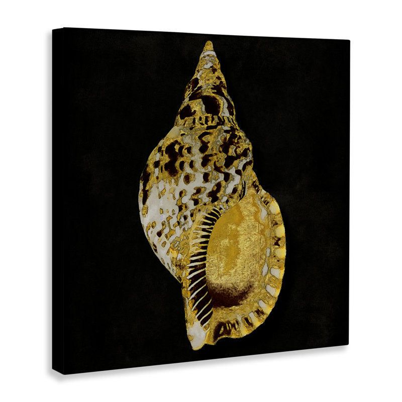Art mural doré sur toile noire par Caroline Kelly, H 24 po x l 24 po