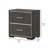 Hez Nightstand, 2 Drawers, Silver Trim, Modern Dark Brown Finish