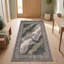 Tapis Highland2 moderne à l'aspect vieilli, aquarelle abstraite verte, grise et blanche, lavable à la machine, antidérapant, à poils courts, pour l'intérieur et l'extérieur, adapté aux animaux domestiques, idéal pour le salon, la chambre, la salle à manger, l'entrée, le couloir ou le bureau.-251090526