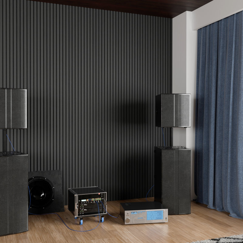Panneaux muraux décoratifs 3D Slat Wall Panels, Noir, H 23,6 po x l 23,6 po