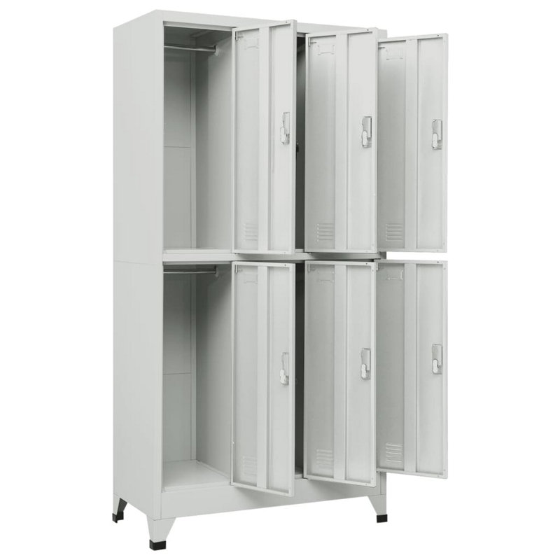 Armoire casier Nova, 6 compartiments de rangement, acier gris, 71 pouces