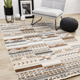 Tapis texturé à lattes rouges et crème Latiana