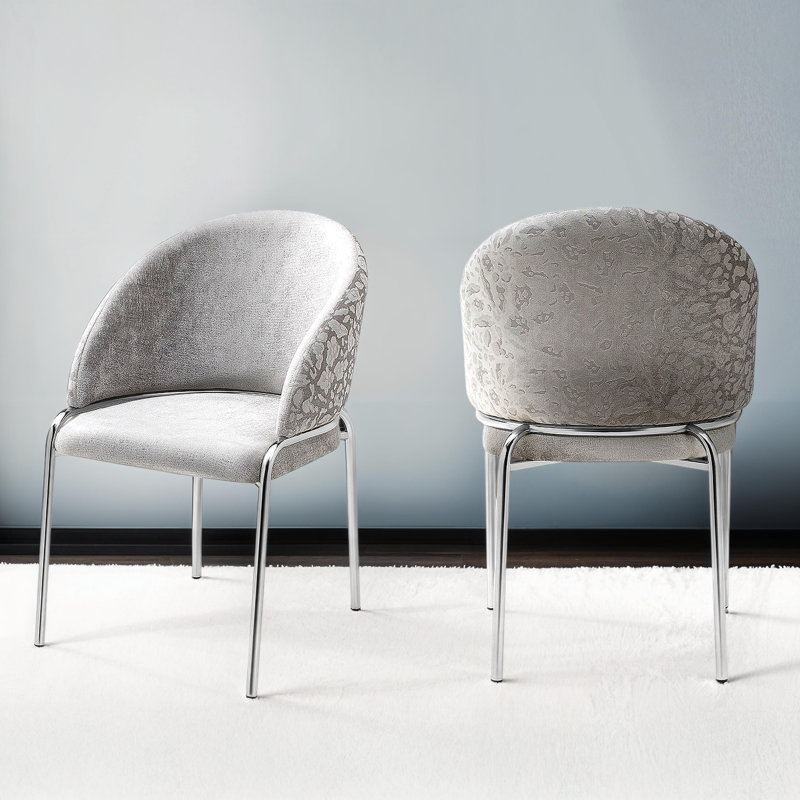 Onyx Velvet Side Chair, Stainless Steel, Light Gray