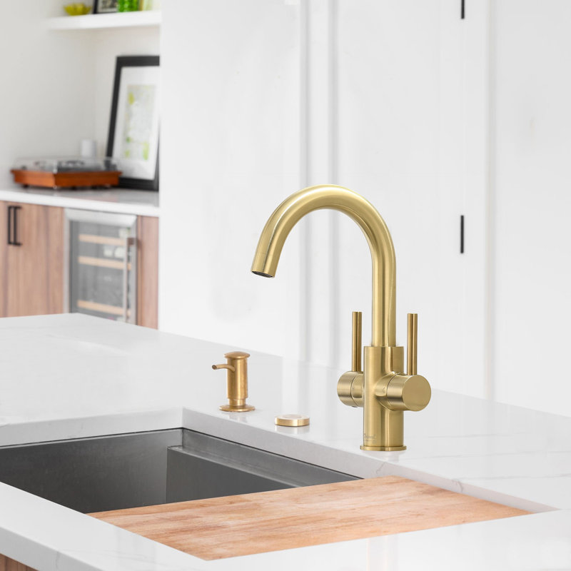Two Handle Bar Faucet, Brushed Gold