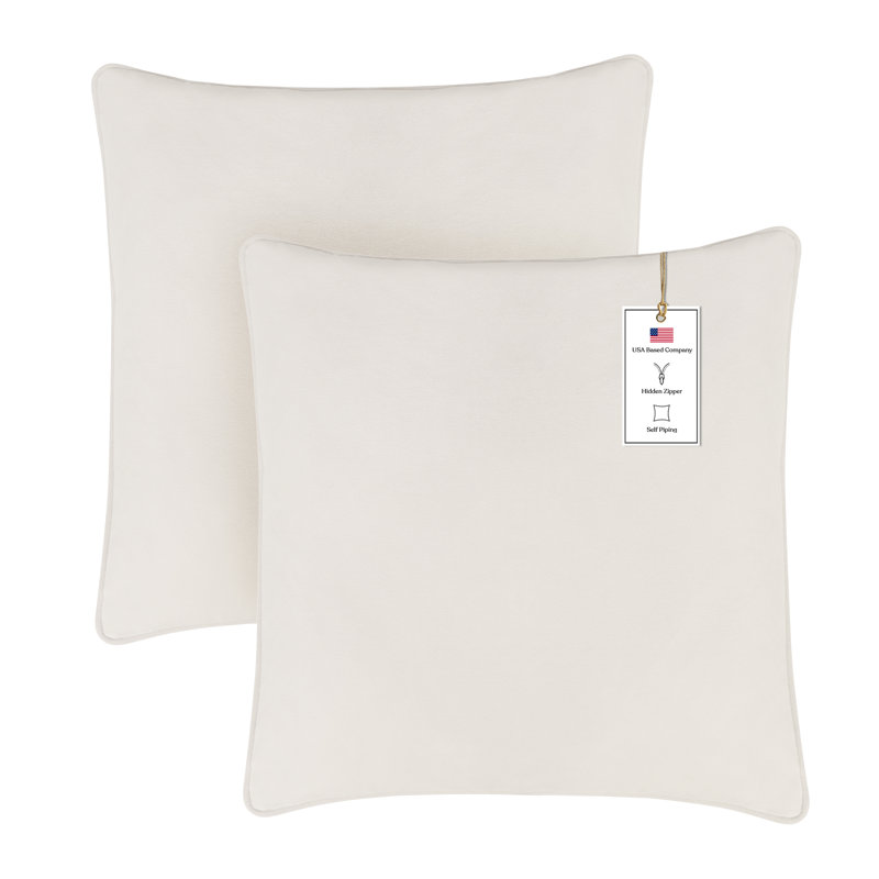 Cream Velvet 24" x 24" Pillow Covers Set of 2